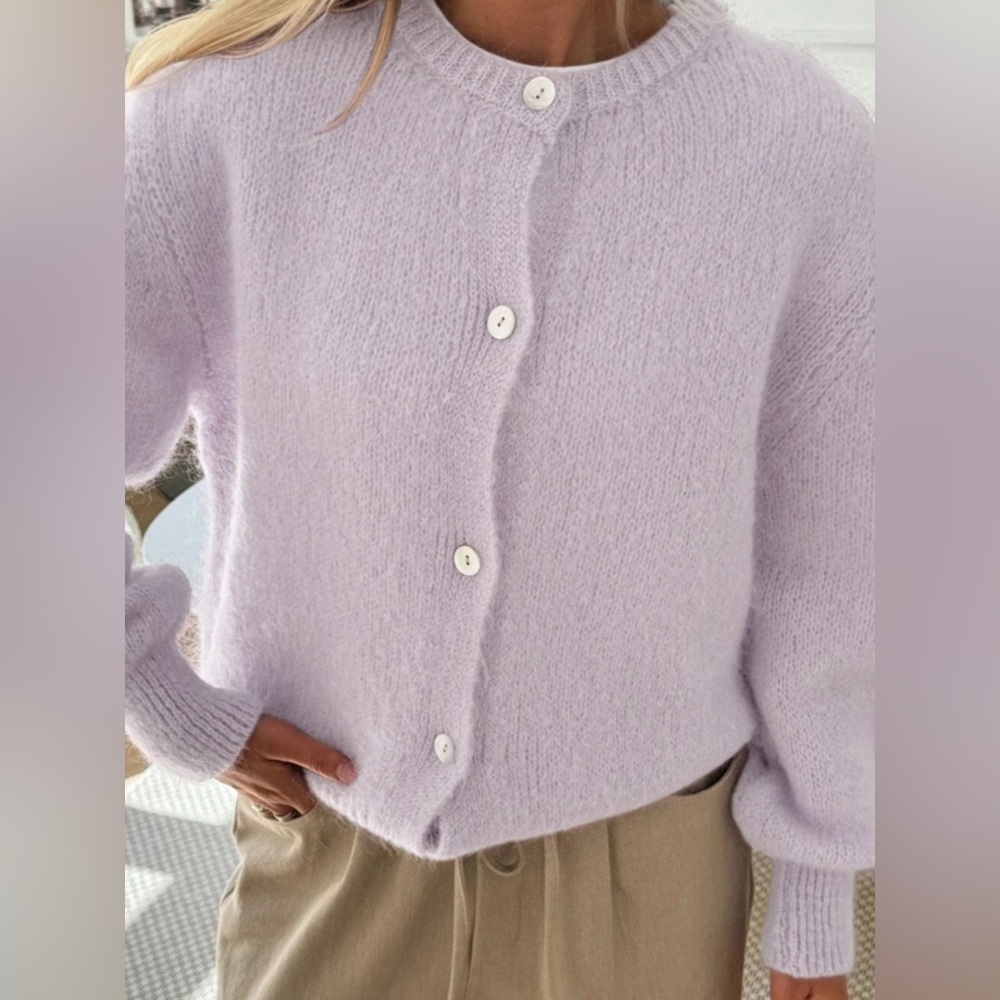 Button-Front Round Neck Cardigan - Picture 5 of 5